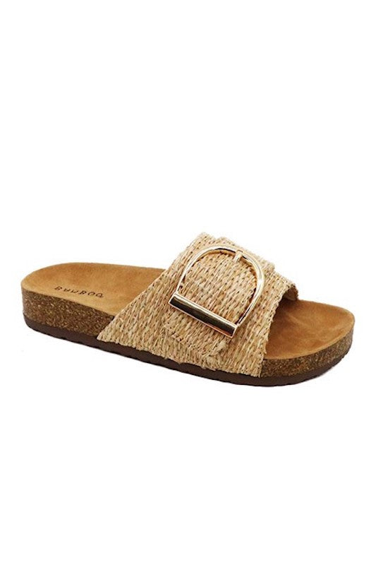 Woven Slide Comfort Footbed with Oversized Buckle
