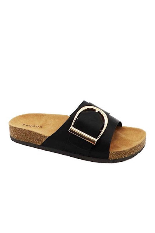 Woven Slide Comfort Footbed with Oversized Buckle