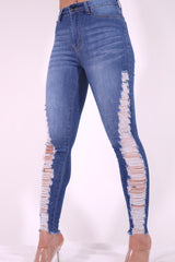 Distressed Ripped Sides Jeans